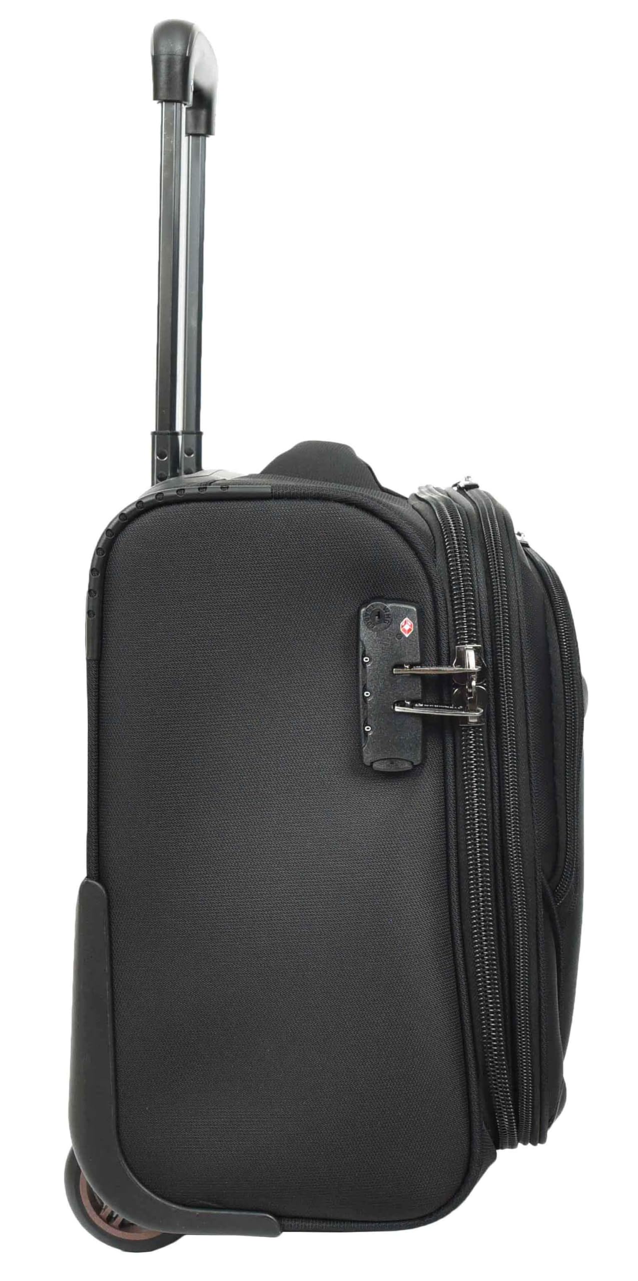 House Of Leather Pilot Case - Maletín organizador de negocios, bolsa de viaje con 2 ruedas, color negro Sparta, Black, M, Estuche Pilot