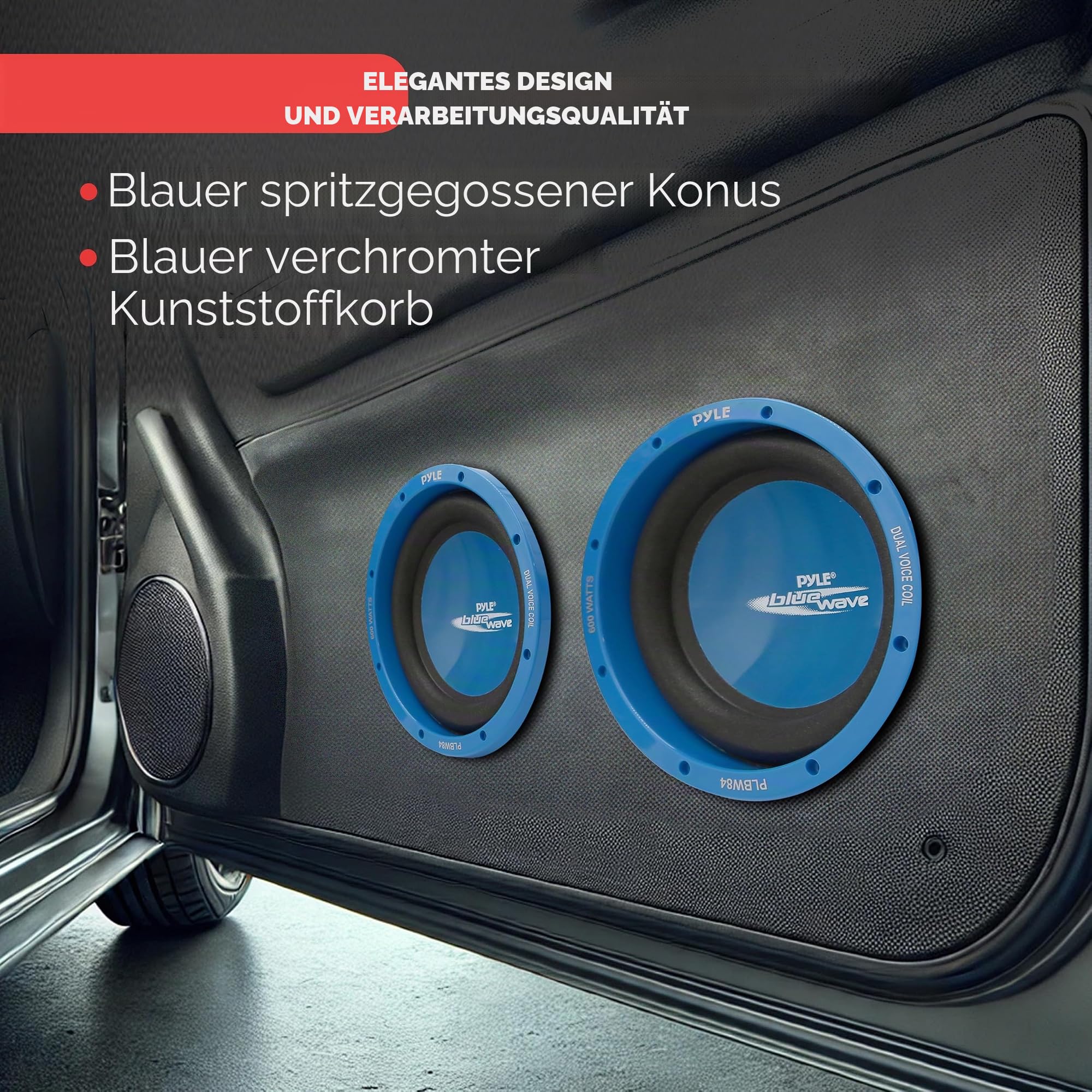Pyle PLBW84 600W Blue Wave Hochleistungs-Subwoofer 8 Zoll