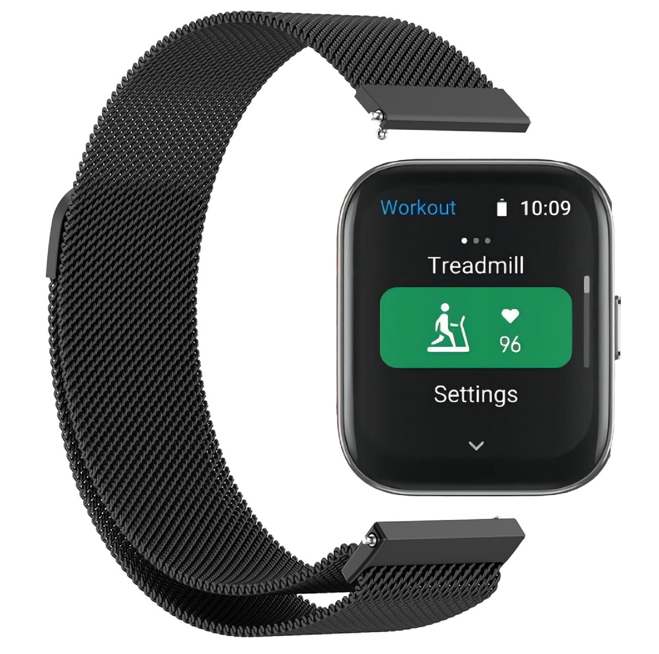 GIOPUEY Correas Compatible con Amazfit Bip 5 Unity, Pulsera Trenzada de Acero Inoxidable [magnético] Pulsera - Black