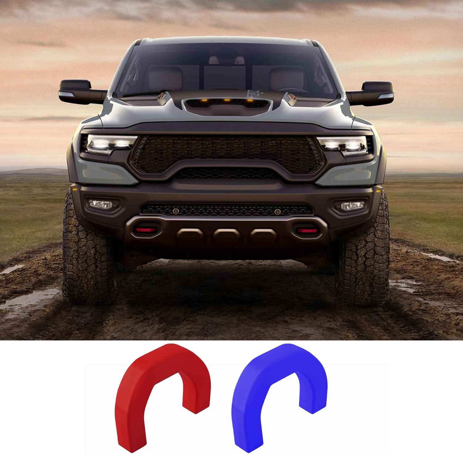 Silicone Tow Hook Covers, Customized Towing Hitch Covers Fit for RAM 1500 2019-2024 (Not Fit for RAM 1500 Classic,Warlock,RAM 2500,RAM 3500) (Blue)