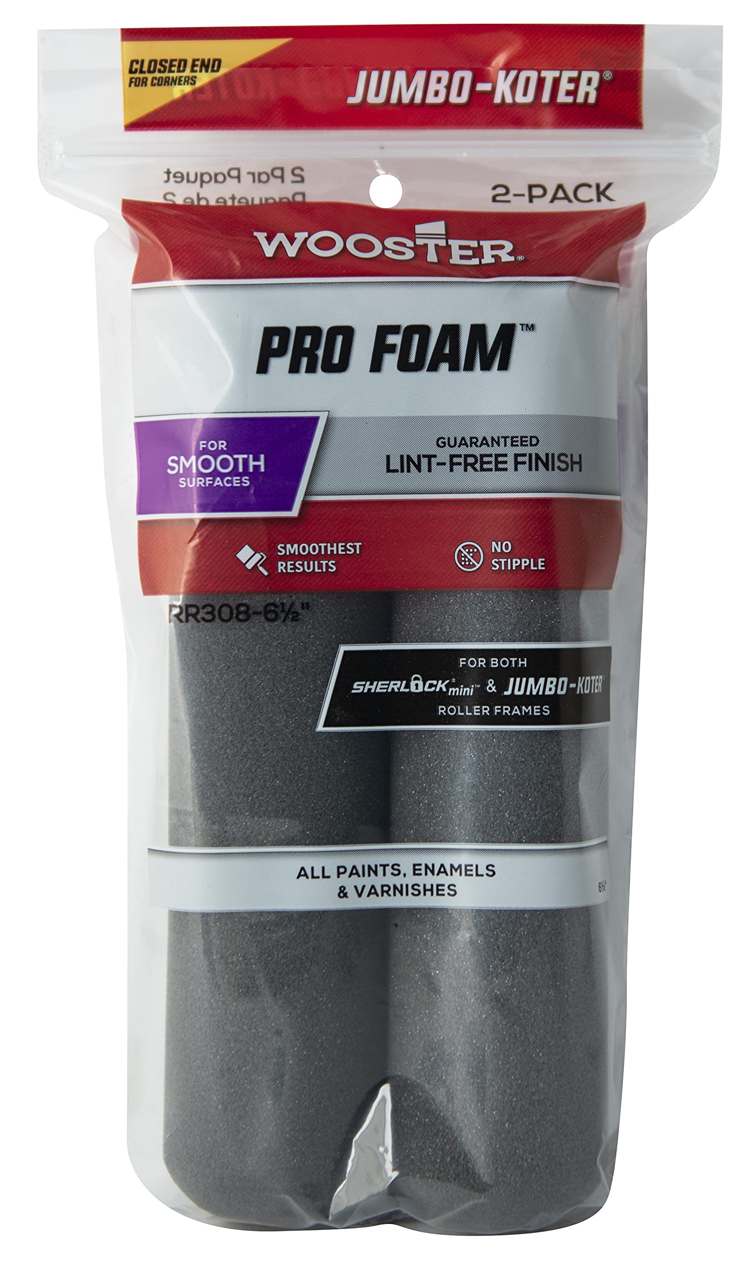Wooster Brush Charcoal Rr308-6.5 Pro Foam Roller Cover, 6.5-Inch Length, 2-Piece