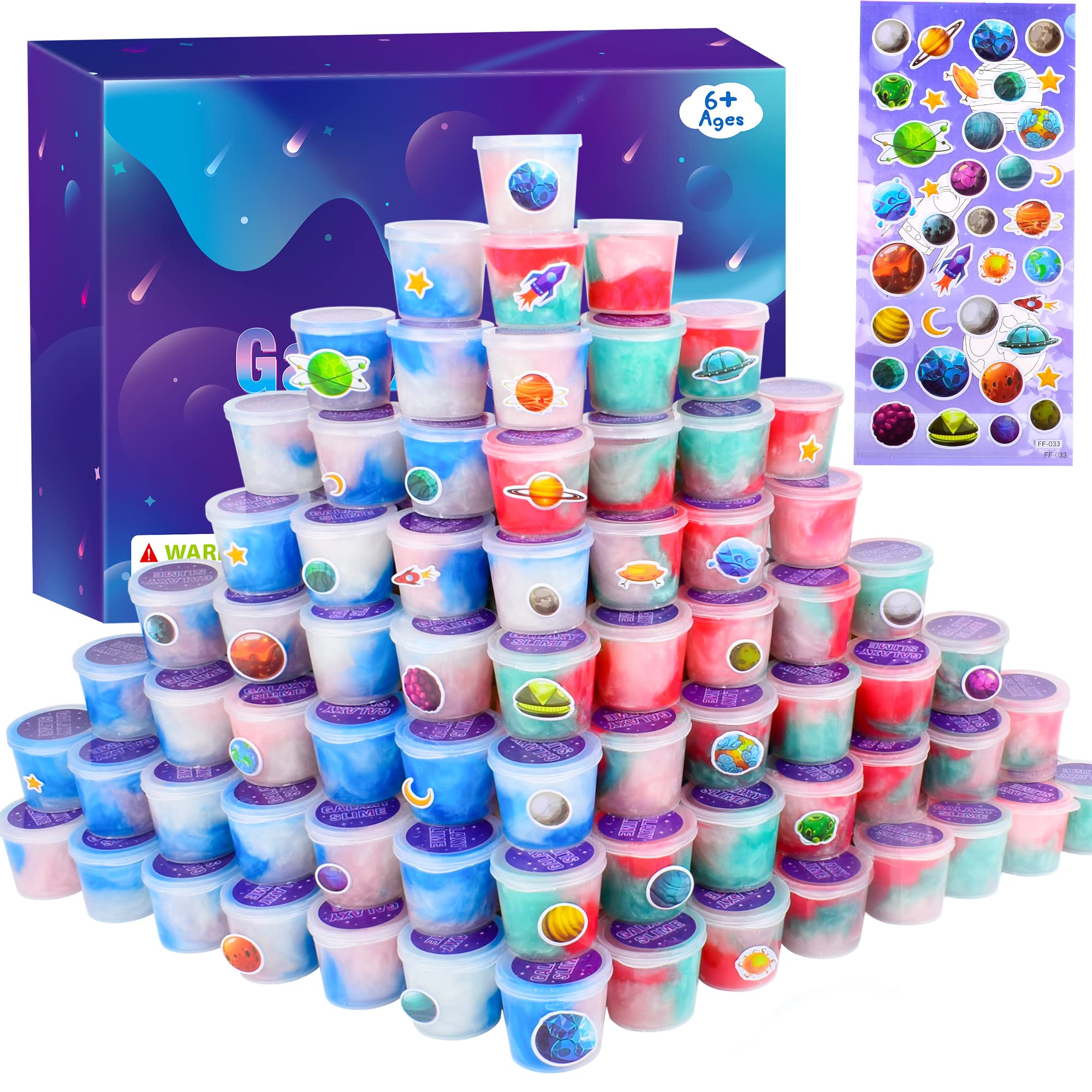 70 Pack Mini Slime Kit,Galaxy Slime Party Favors,Stretchy Slime Kit for Classroom Prizes,Kids Stress Relief Toys, Christmas Stocking Stuffers,Goodie