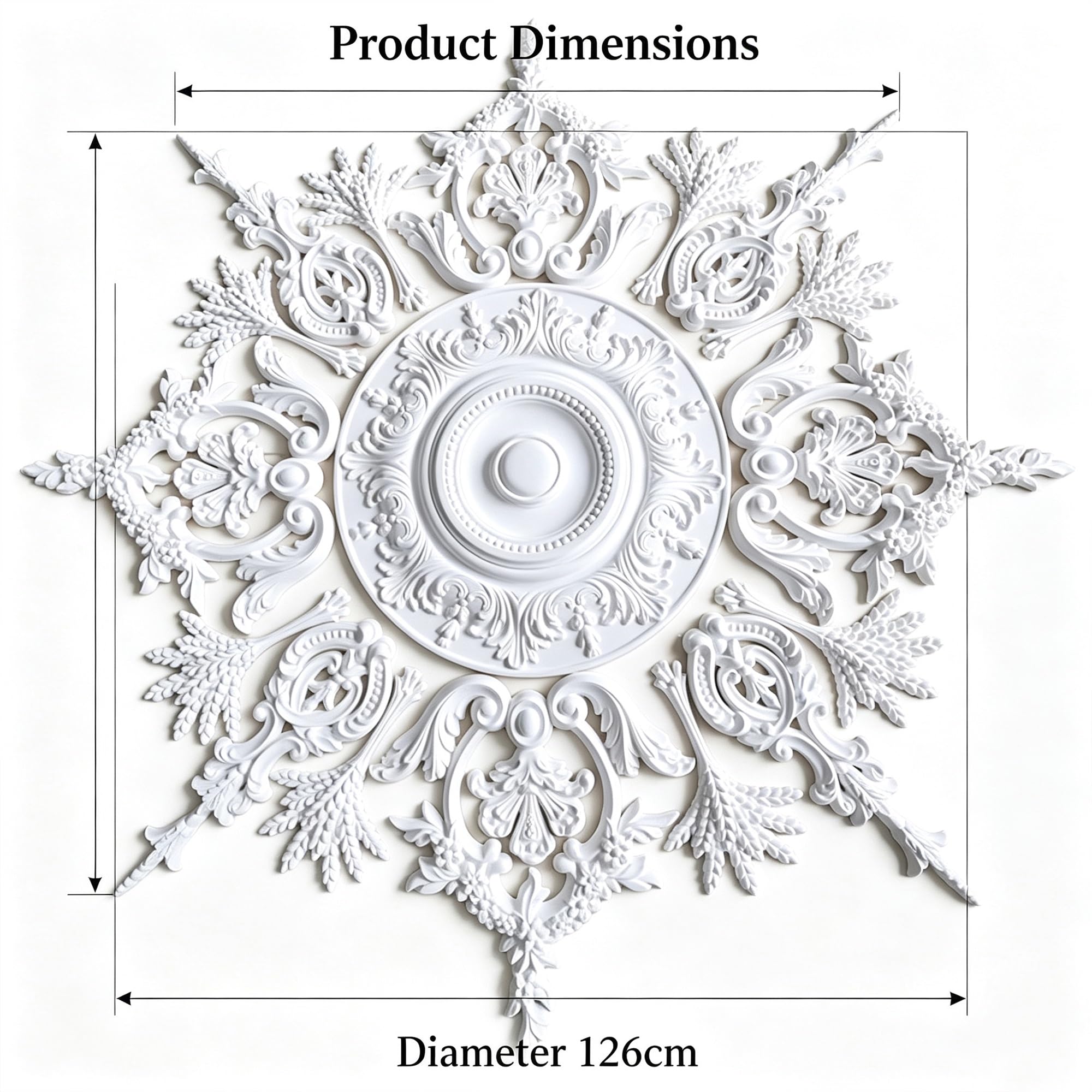 126cm Rosone Lampadario Soffitto Bianco Polistirolo Decorativo | Medaglione del Ventilatore Rotonda Moderno per Pareti Portalampada