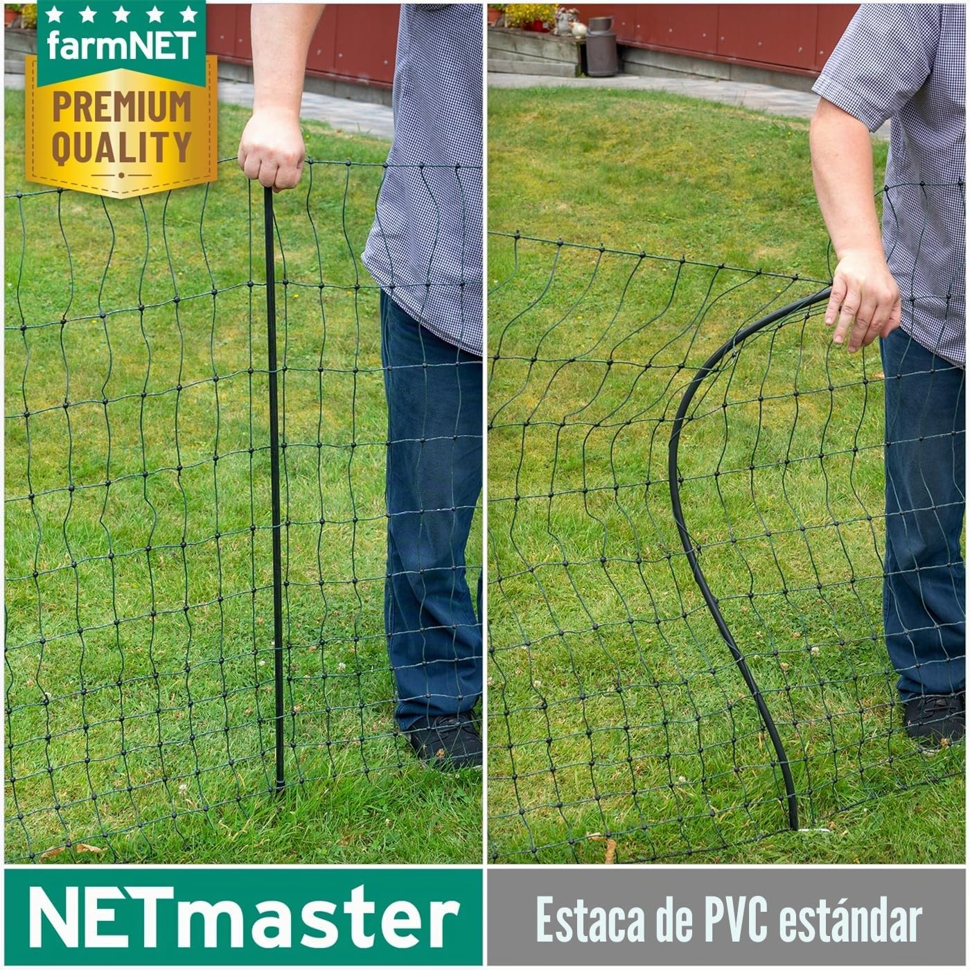 VOSS.farming Malla para gallinas “farmNET”, Rollo de 25m de Longitud y 112cm de Altura, 9 Postes con Punta Doble y Kit de reparación, Verde, no electrificable