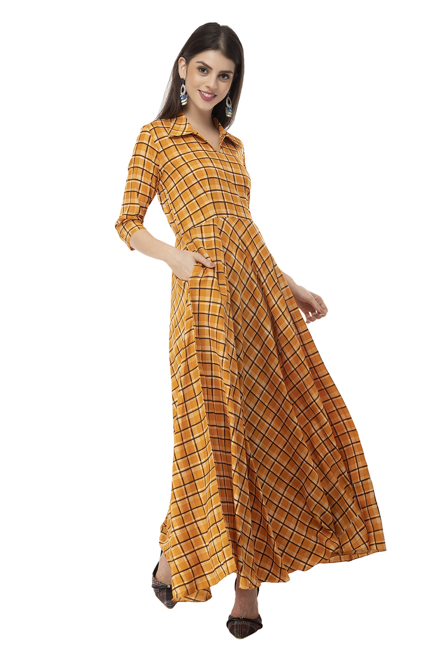 RUDRAKRITI Women Crepe fit and flary Maxi Dress