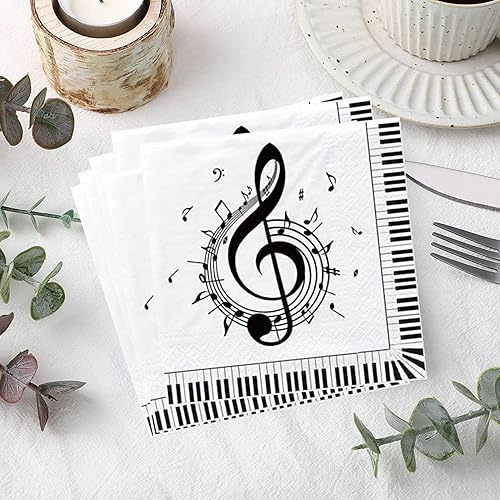 Miniatura 4 de 100 servilletas de notas musicales, servilletas de notas musicales, suministros de fiesta, servilletas desechables para fiesta musical, notas