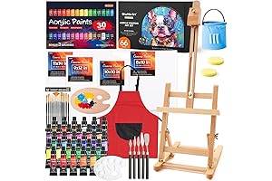 Shuttle Art 66 Pack Acrylic Paint Set with Easel