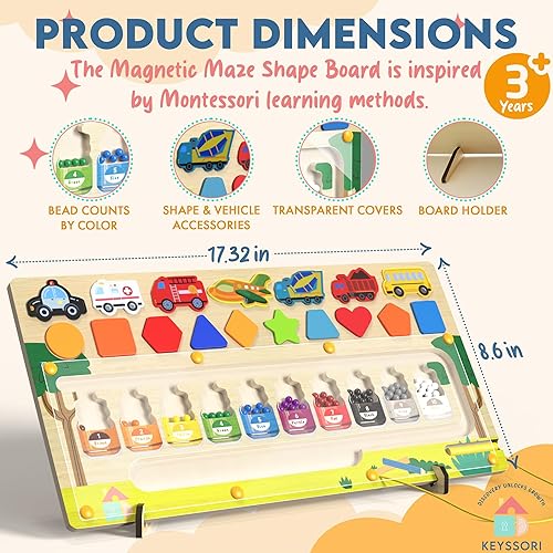 Miniatura 4 de Tablero magnético de laberinto para niños de 3 a 5 años, madera educativa Montessori para todos los niños de 3 años en adelante, tablero de