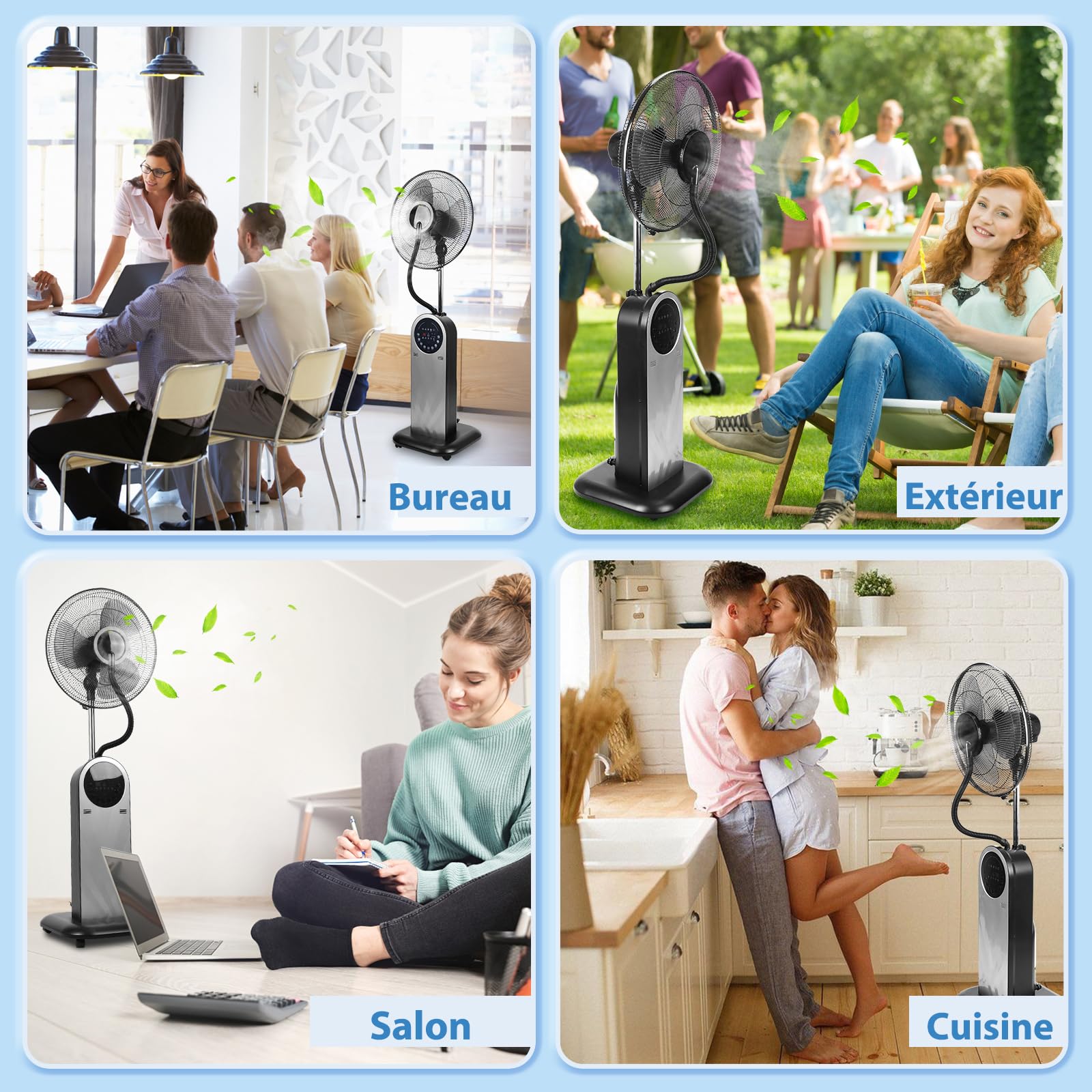 Aigostar Ventilateur Brumisateur sur Pied Puissant et Silencieux, 95W, Oscillation 80°, Ioniseur & Brume Ultrasonique, Réservoir 1.8L, 3 Modes, Minuterie 8H, Télécommande, Écran LED - Forest Mist