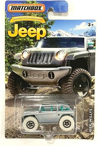 Matchbox Jeeps Willys, Edición de aniversario Cuerpo plateadoruedas blancas