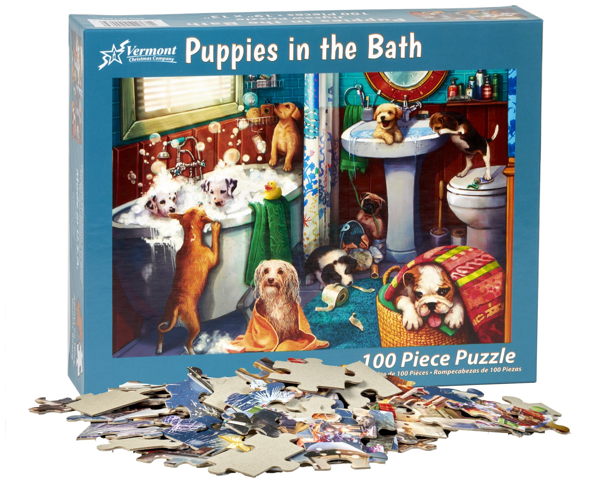 Puppies in The Bath Jigsaw Puzzle - 100 Piece -4