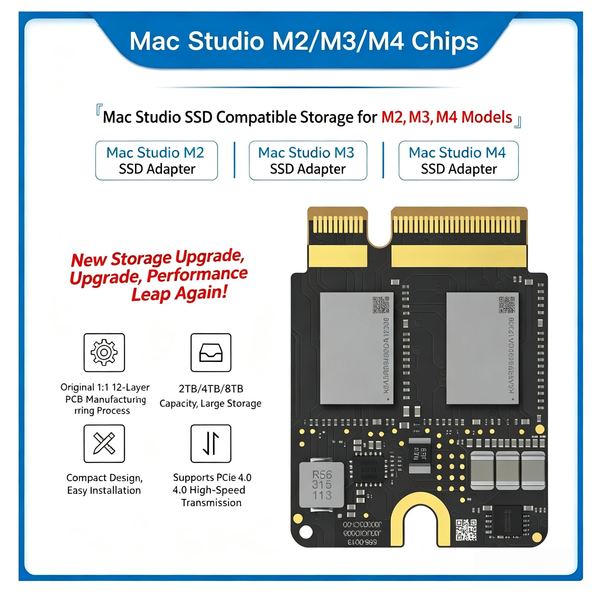 Dysk SSD 2 TB do Mac Studio M1 M2 M3 M4, PCIe 4.0 High Speed Wewnętrzny dysk SSD w zestawie z kompletnym zestawem narzędzi do demontażu