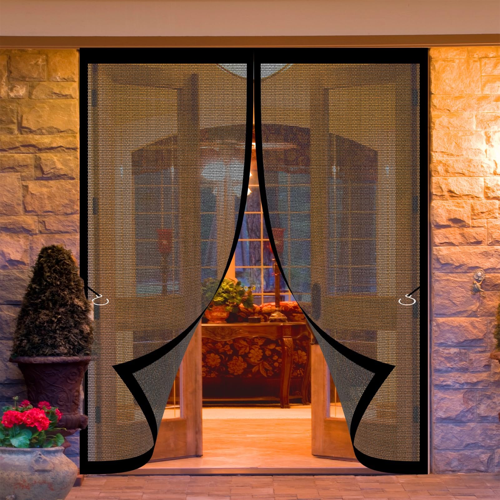Bcxduomi Black Magnetic Fly Screen Door 113 X 184 Cm Keeping Out Flies & Bug, Keep Fresh Air In Fly Screen Door Kid And Pet Friendly For Kitchen, Terrace, Corridor,