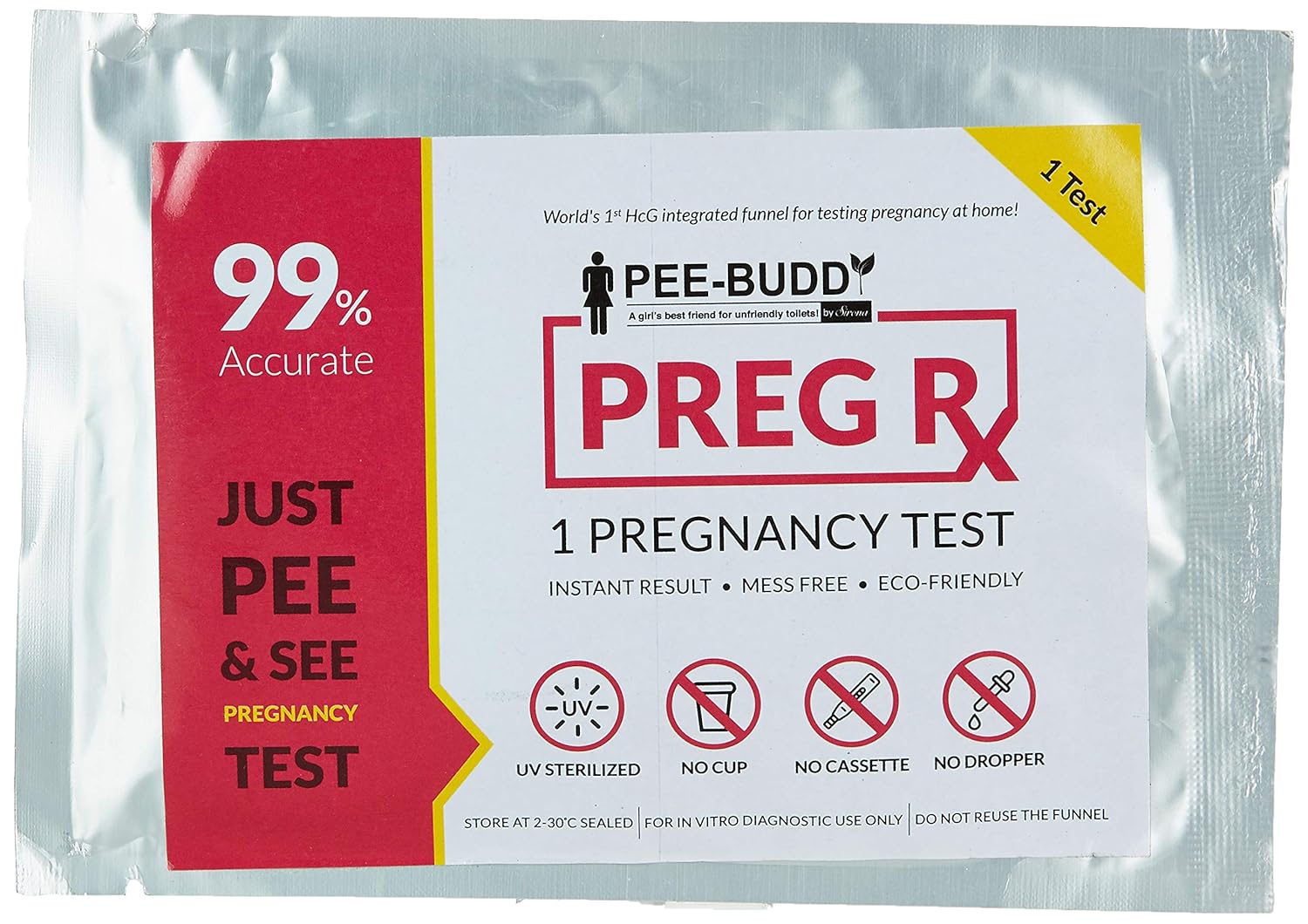 PeeBuddy PregRx Pregnancy Test Strips in Funnel 1 Funnels (Pink