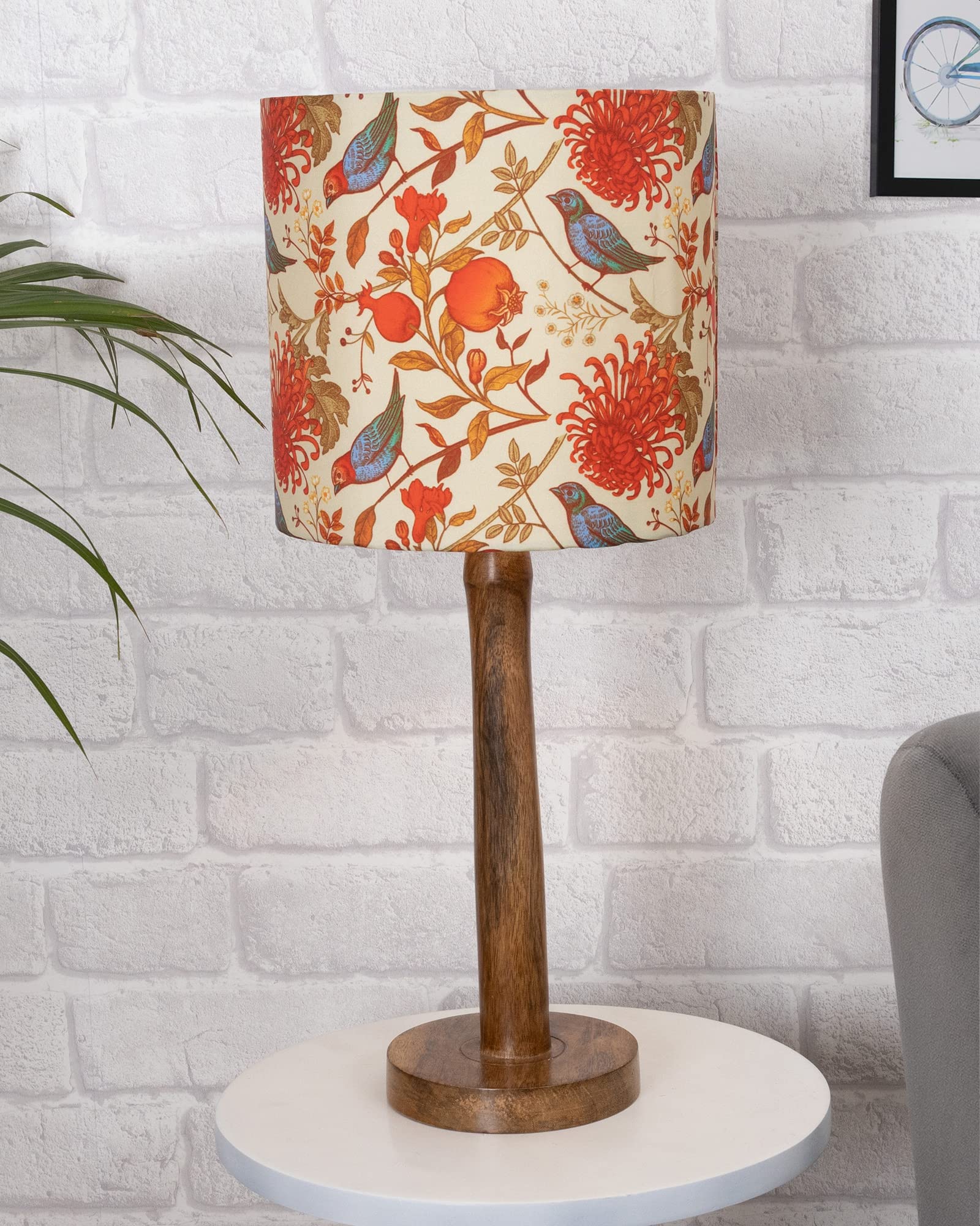 Homesake Modern Stick Table Incandescent Lamp, Wooden Base Modern Fabric Incandescent Lampshade For Home Office Cafe Restaurant, Nordic (Birds) - Image 3 thumbnail