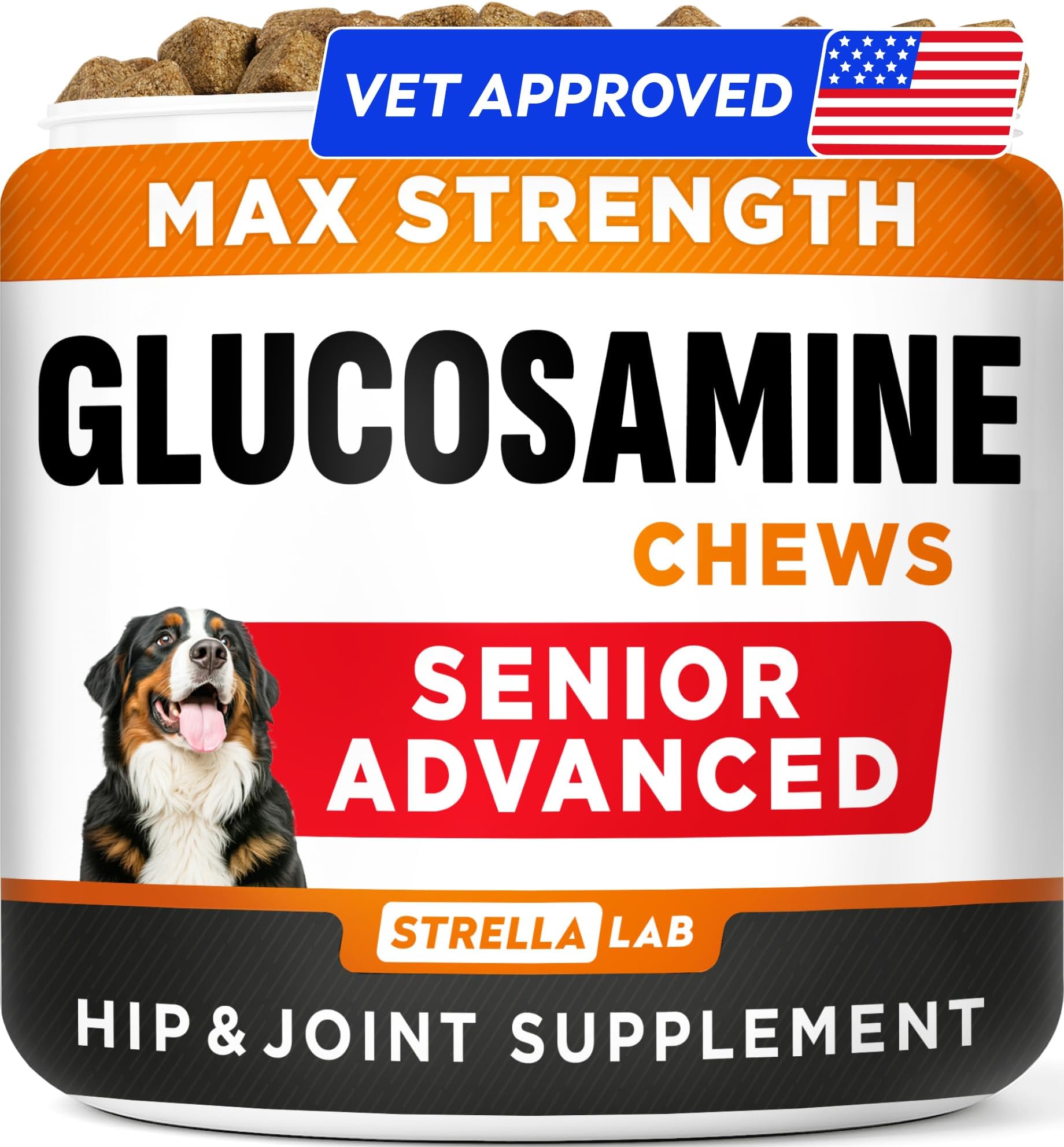 Senior Advanced Glucosamine Chondroitin Joint Supplement for Dogs - Hip & Joint Pain Relief Pills - Large & Small Breed - Hip Joint Chews Canine Joint Health - Chews Older Dogs - Chicken Flavor-120Ct