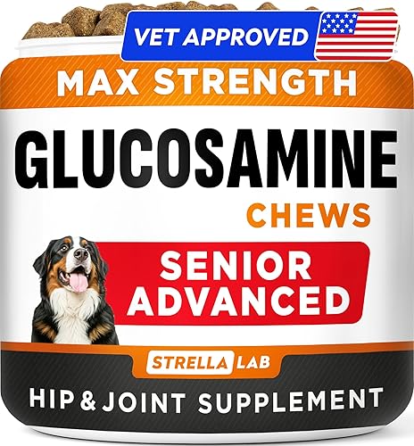Suplemento Avanzado Senior de Glucosamina Condroitina para Articulaciones de Perros - Pastillas para Alivio del Dolor de Cadera y Articulaciones -