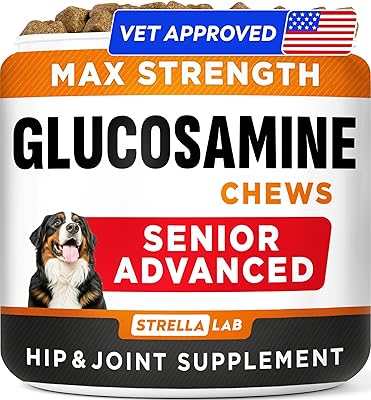 Senior Advanced Glucosamine Chondroitin Joint Supplement for Dogs - Hip & Joint Pain Relief Pills - Large & Small Breed - Hip Joint Chews Canine Joint Health - Chews Older Dogs - Bacon Flavor-120Ct