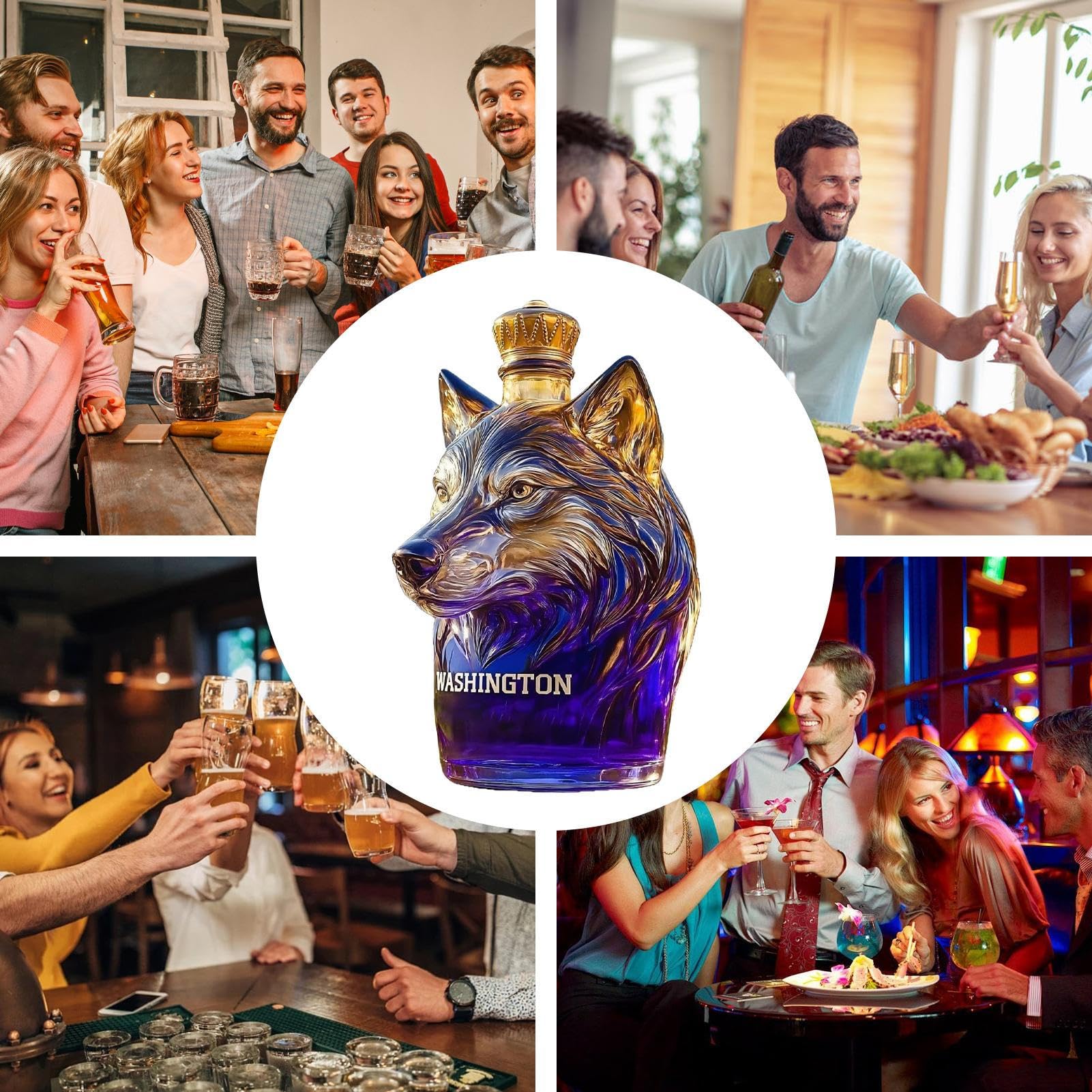 Butelki Do Wina,Szczelny Szklany Dozownik Alkoholu | Rzeźba Butelki Whisky Wina W Kształcie | do Bourbona Tequili Brandy na Wesela Przyjęcia Kolacje do Salonu Półki Bar dla Mężczyzn Mężów