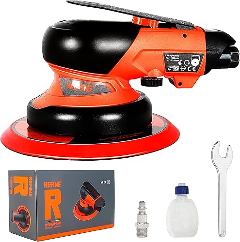 Miniatura 1 de REFINE Lijadora orbital aleatoria de aire de 6 pulgadas lijadoras neumáticas de palma de coche para moler metal piedra madera plástico y trabajo de