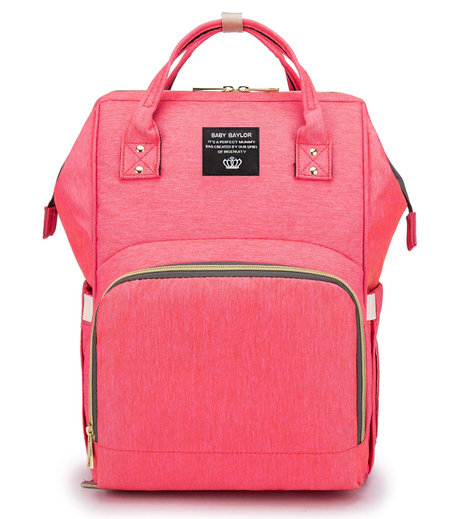 PULUSI 20-35L Diaper Bag Backpack,Multi-Function Oxford Waterproof Maternity Unicorn Baby Nursing Nappy Back Pack for Mom/Dad on Travel, Large & Stylish & Durable / 16.5x10.2x6.3"(Rose)