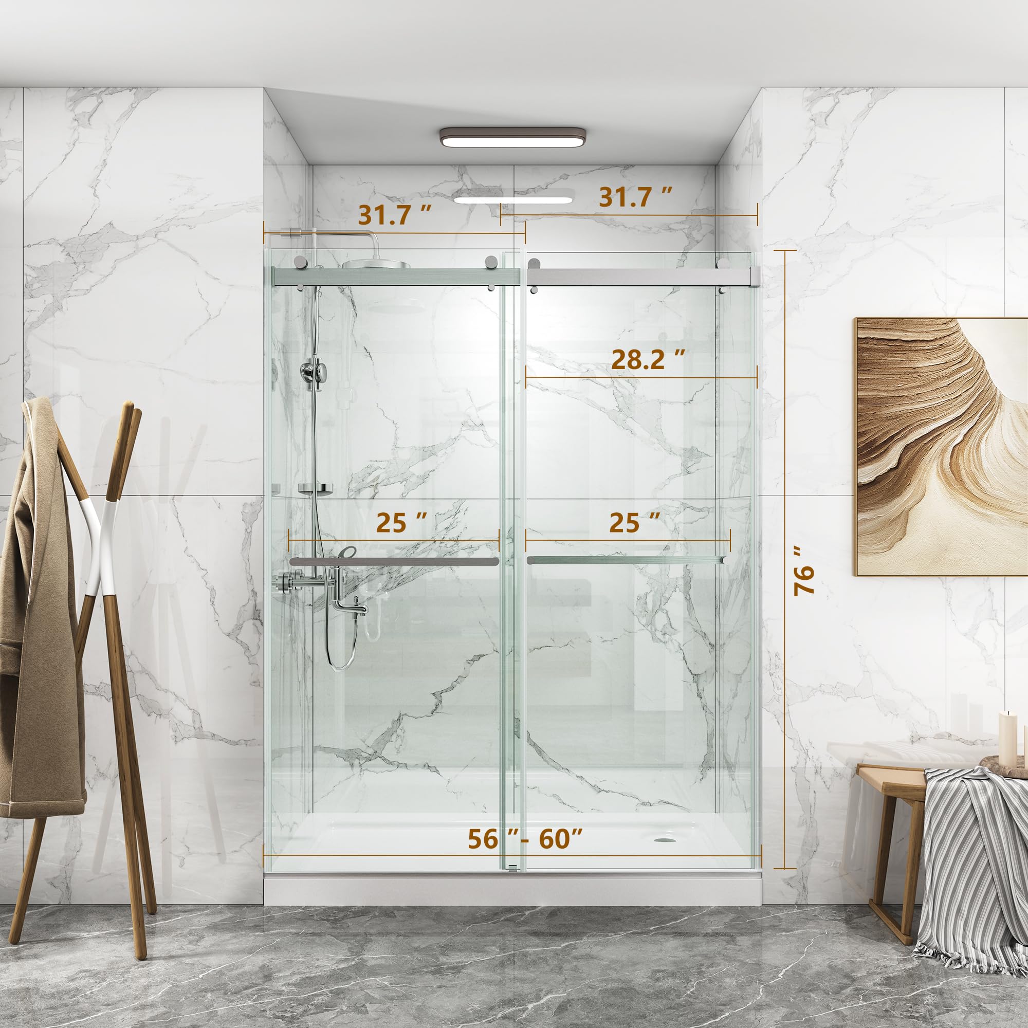 CHAIVUTRUAMRUDEEKOOL 【DIMENTIONOFCOLOUR】 Zeafive 56 to 60 in. W x 58 in. H Double Sliding Tub Door in