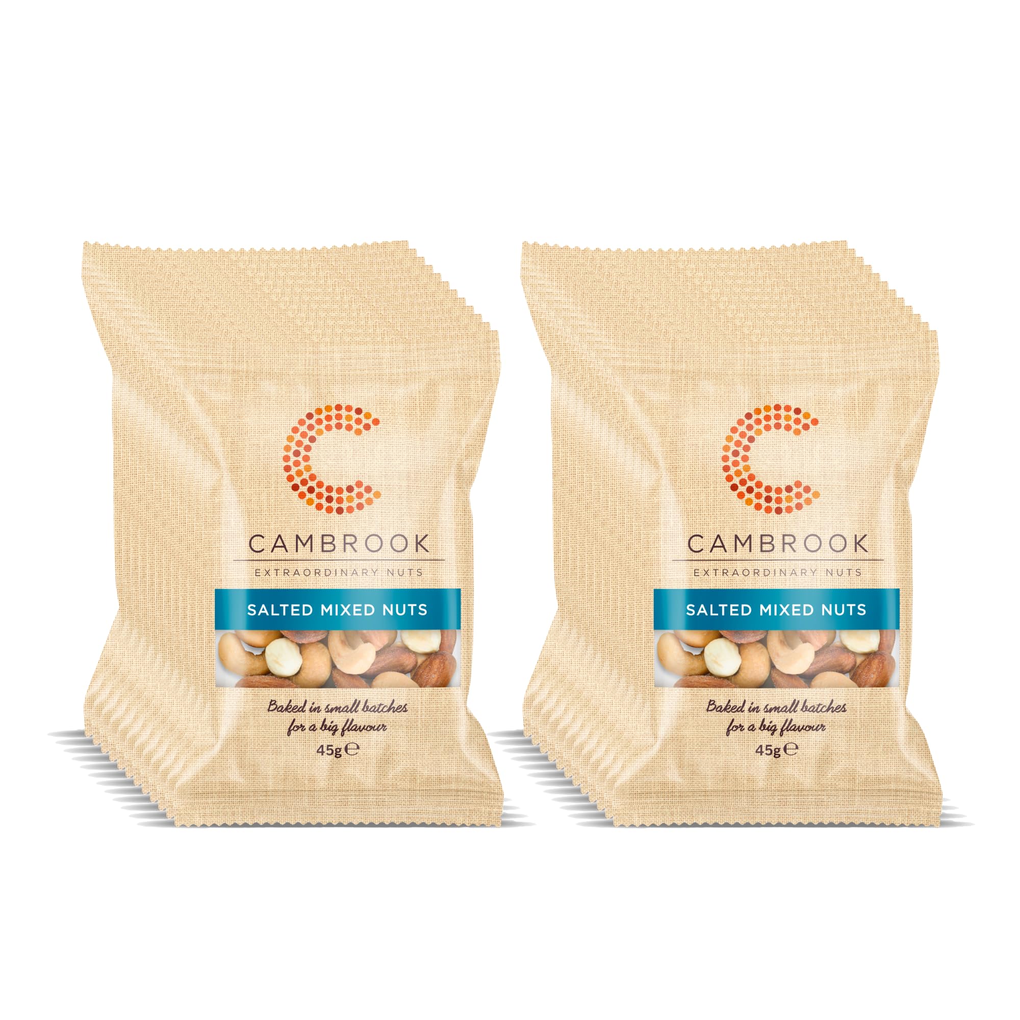 Cambrook - Baked & Salted Mixed Nuts, 45g Bags, Pack of 24
