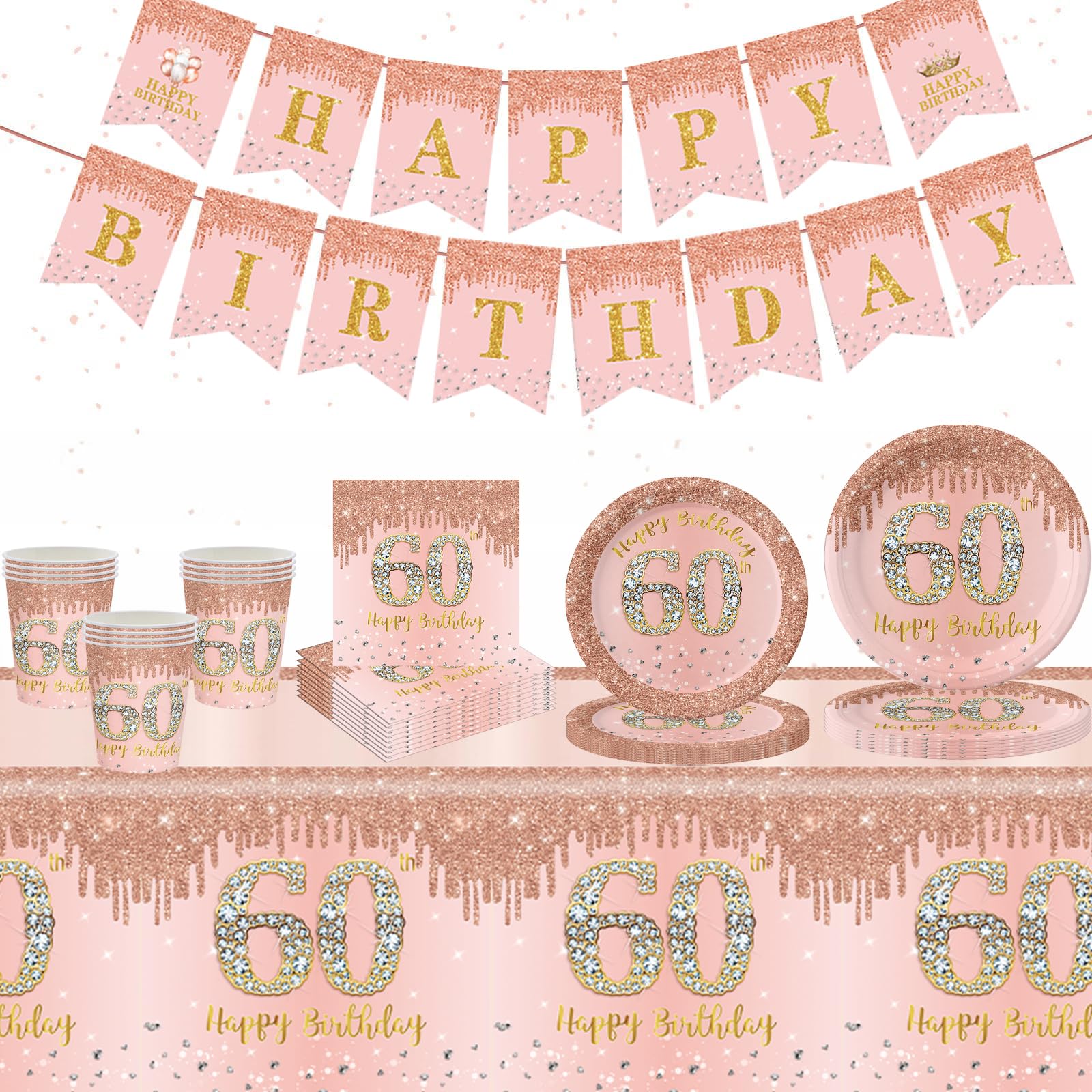 Set Compleanno Fragola Set Stoviglie Di Carta Per Feste - 60 Pezzi Tema Fragola, Piatti, Bicchieri, Cannucce E Tovaglioli Stoviglie Usate Per Feste