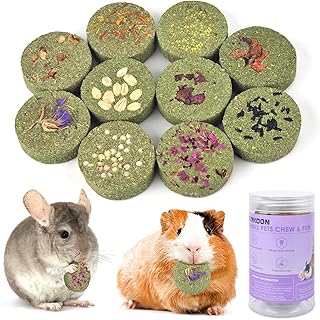 ERKOON 100% Edible Premium Timothy Hay Chew A Blocks for Rabbits, Chinchilla Treats, Chew Toys for Teeth Guinea Pigs and Mice