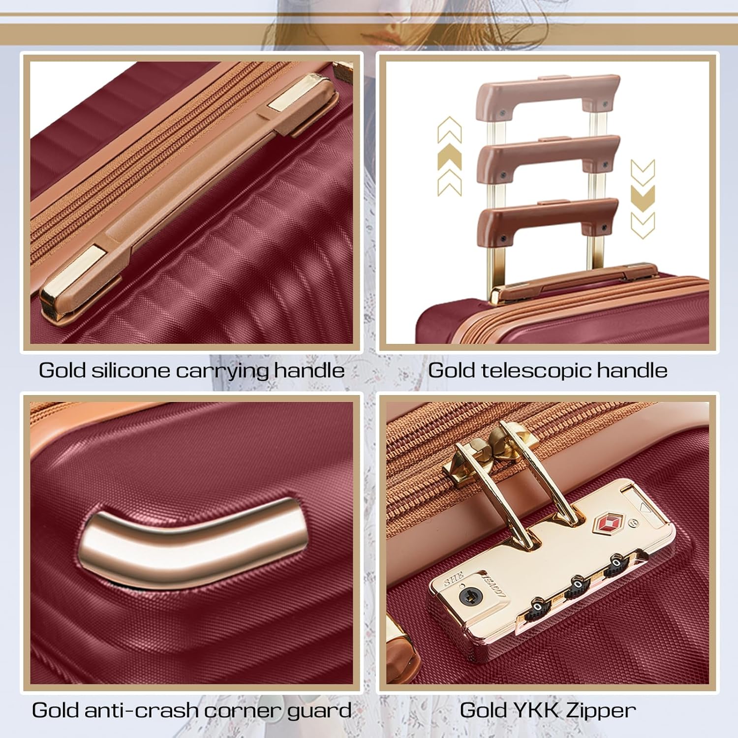 Joyway Expandable Carry on Luggage Sets Airline Approved with TSA Lock, Lightweight Hard Shell 20 Inch Carry-on Suitcase with Spinner Wheels, Red