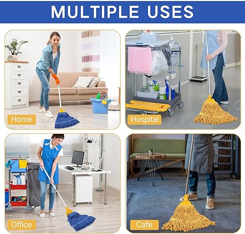 Miniatura 5 de Roshtia Paquete de 16 cabezales de repuestos de cabezal de trapeador comercial, extremo de bucle, cabezales de trapeador húmedo, cabezales de