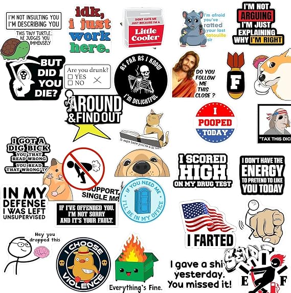 120 Pcs Funny Stickers for Adults, Scrapbook Stickers for Kindle | Prank Hilarious Sticker Pack | Waterproof Cool Sticker for Laptop, Hard Hats, Sarcastic, Scrapbooking Decals
