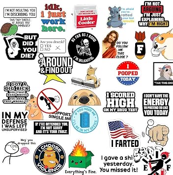 120 Pcs Funny Stickers for Adults, Scrapbook Stickers for Kindle | Prank Hilarious Sticker Pack | Waterproof Cool Sticker for Laptop, Hard Hats, Sarcastic, Scrapbooking Decals