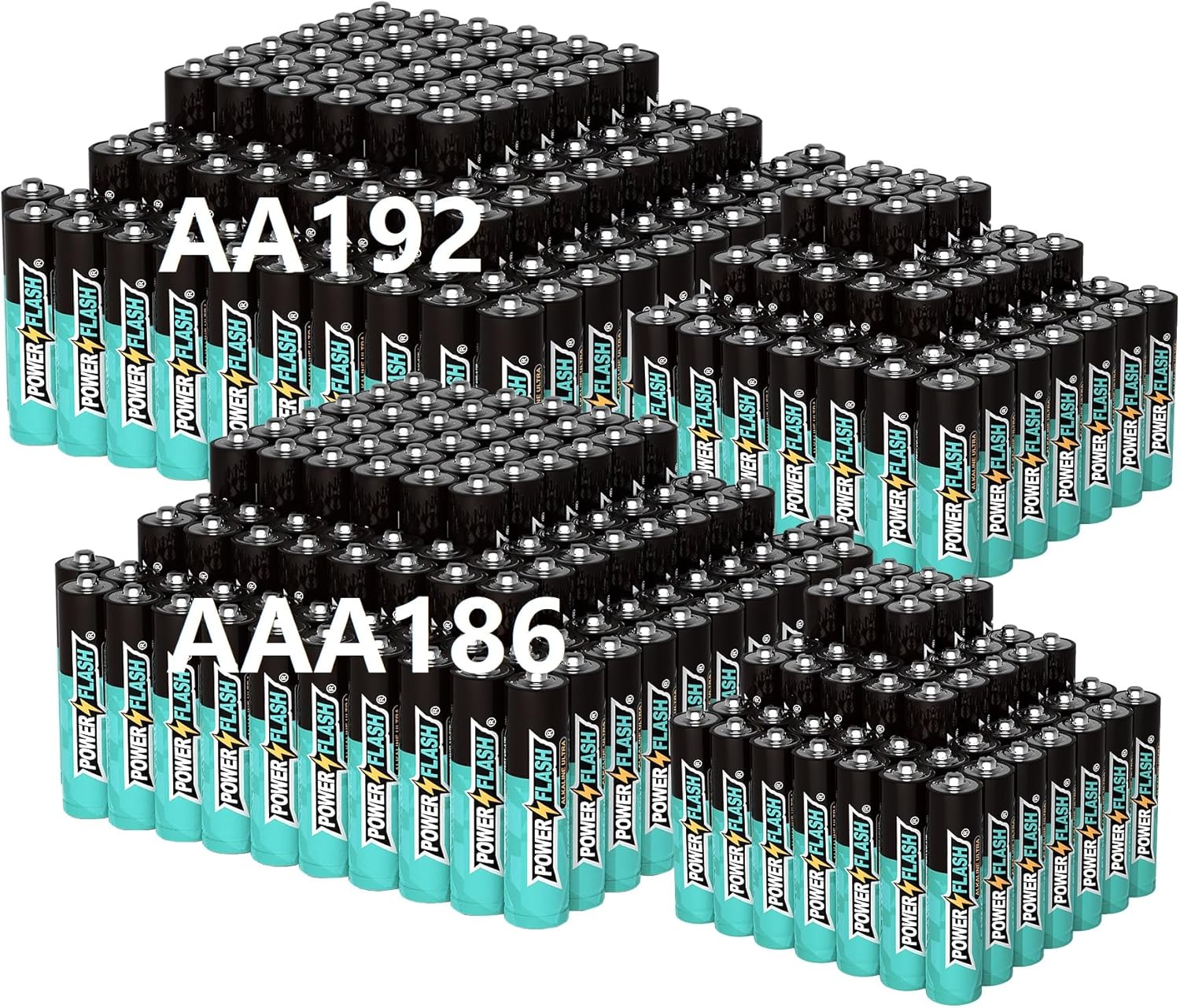 Alkaline Batteries 1.5V AA 192 Combo AAA 186 Value Pack Batteries