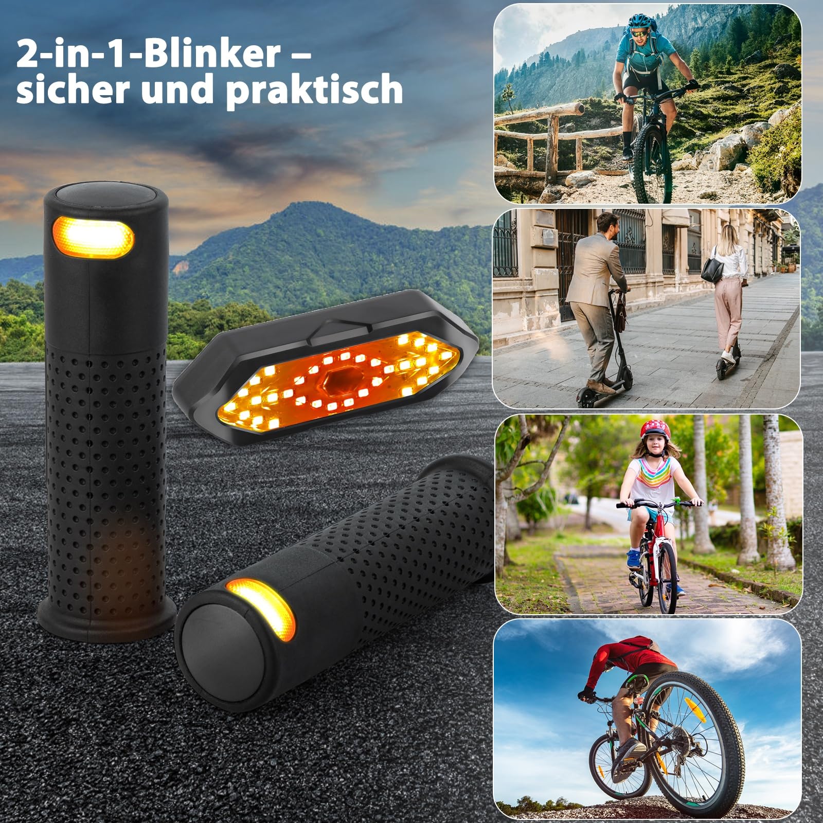 E Scooter Freccia Manico con Luce & Telecomando USB, Controllo 2 Frecce Scooter per Xiaomi M365/Pro2/1S Ninebot ES1/ES2/ES4/G30, Accessori Scooter
