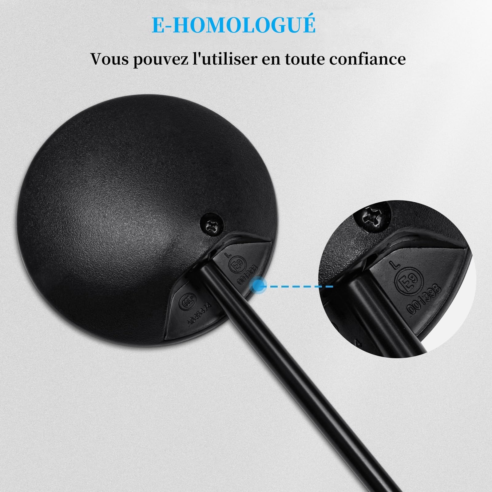Rétroviseurs Moto KBIBCK - Lot De 2, Certifié E24, Rotatif 360°, Réglable - Pour Guidon 22mm/25.4mm
