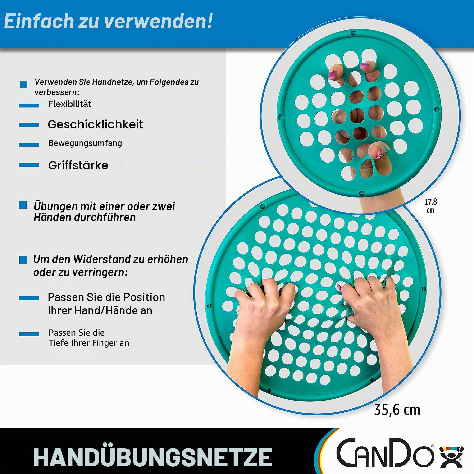 CanDo Power-Web Handtrainer, Handtrainer Web - Kombi - Durchmesser 35,6 cm, 10-0857 yellow / x-light & green / medium 41 EU