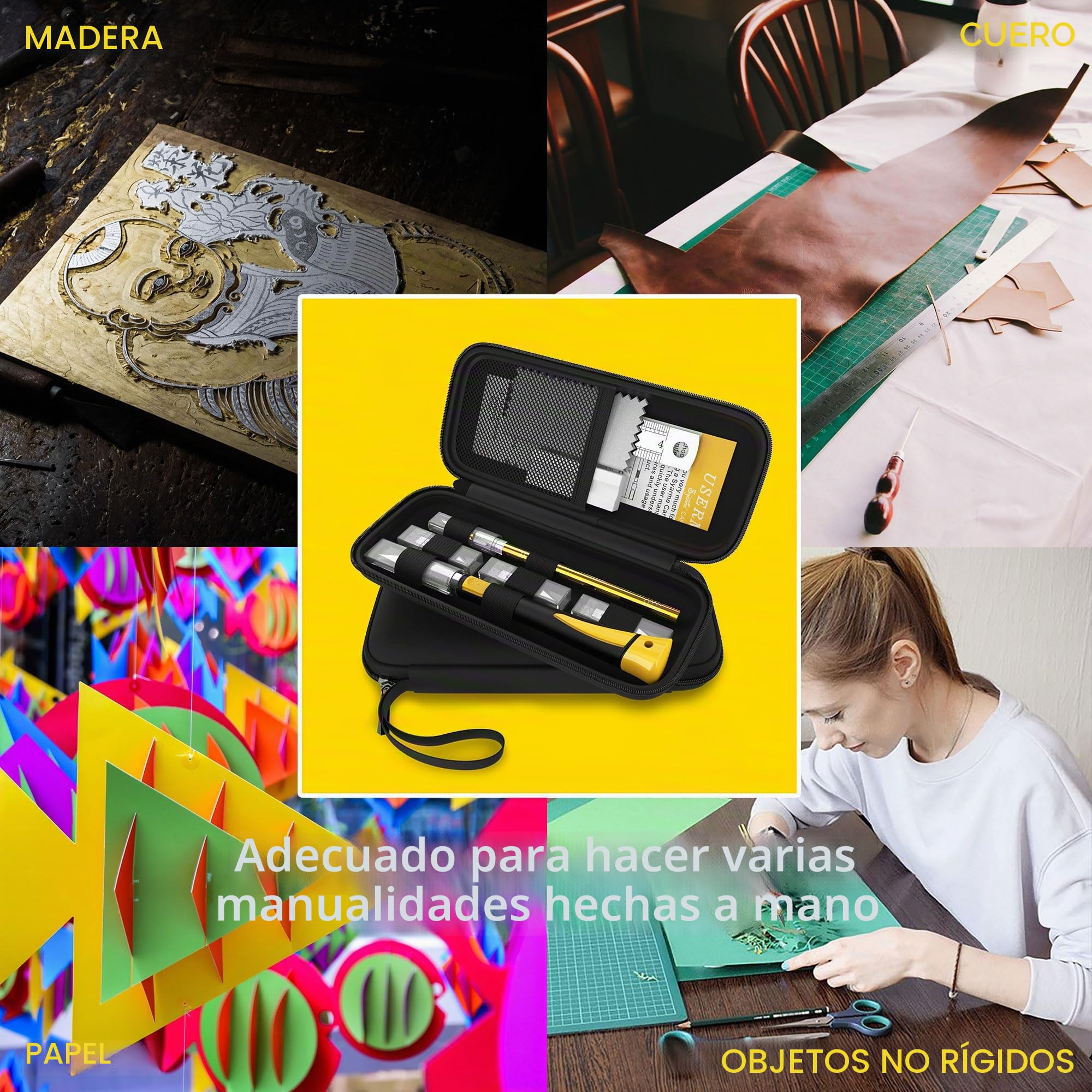 Cutter Manualidades Precision, Cutter de Precision con Mango de Goma, Para Cortar, Tallar y Modelismo, Contiene 2 Cuter Manualidad, 20 Cuchillas de Recambio, Caja de Almacenaje, Piedra de Afilar Etc