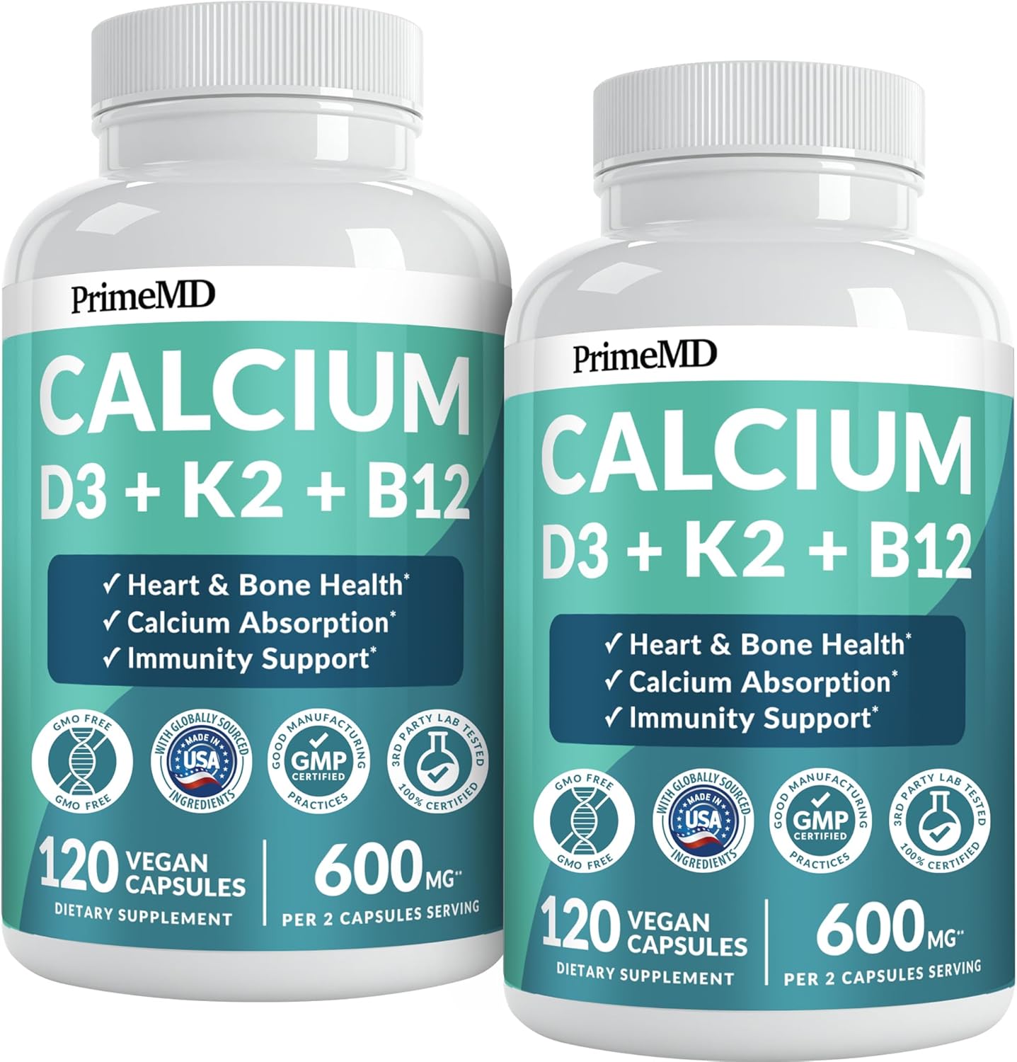 4-in-1 Calcium Supplements for Women and Men - Calcium with Vitamin D3 K2 5000 IU Supplement, 601mg per Serving for Heart, Bones & Body Defenses - Gluten-Free, Vegan-Friendly (240 ct)
