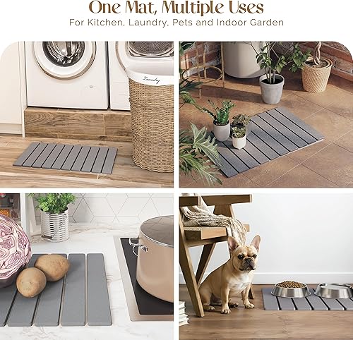 Miniatura 6 de Alfombrilla de baño de piedra de diatomita para suelo de baño, secado rápido, diseño plegable, 23 x 15 pulgadas, súper absorbente, tapete de baño de