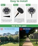 LOTMOS Solar Ground Lights Outdoor, 8 Pack 8 LED Garden Lights Solar Powered, Waterproof Pathway Disk Lights, Mini Puck Landscape Lighting for Pool Walkway Lawn Driveway Patio Yard, Warm White