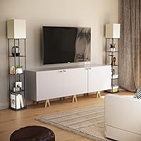 Vista 8 de SUNMORY Lámpara de pie de 5 niveles con estantes, moderna lámpara de pie cuadrada con bombilla de temperatura de 3 colores, lámpara de estantería