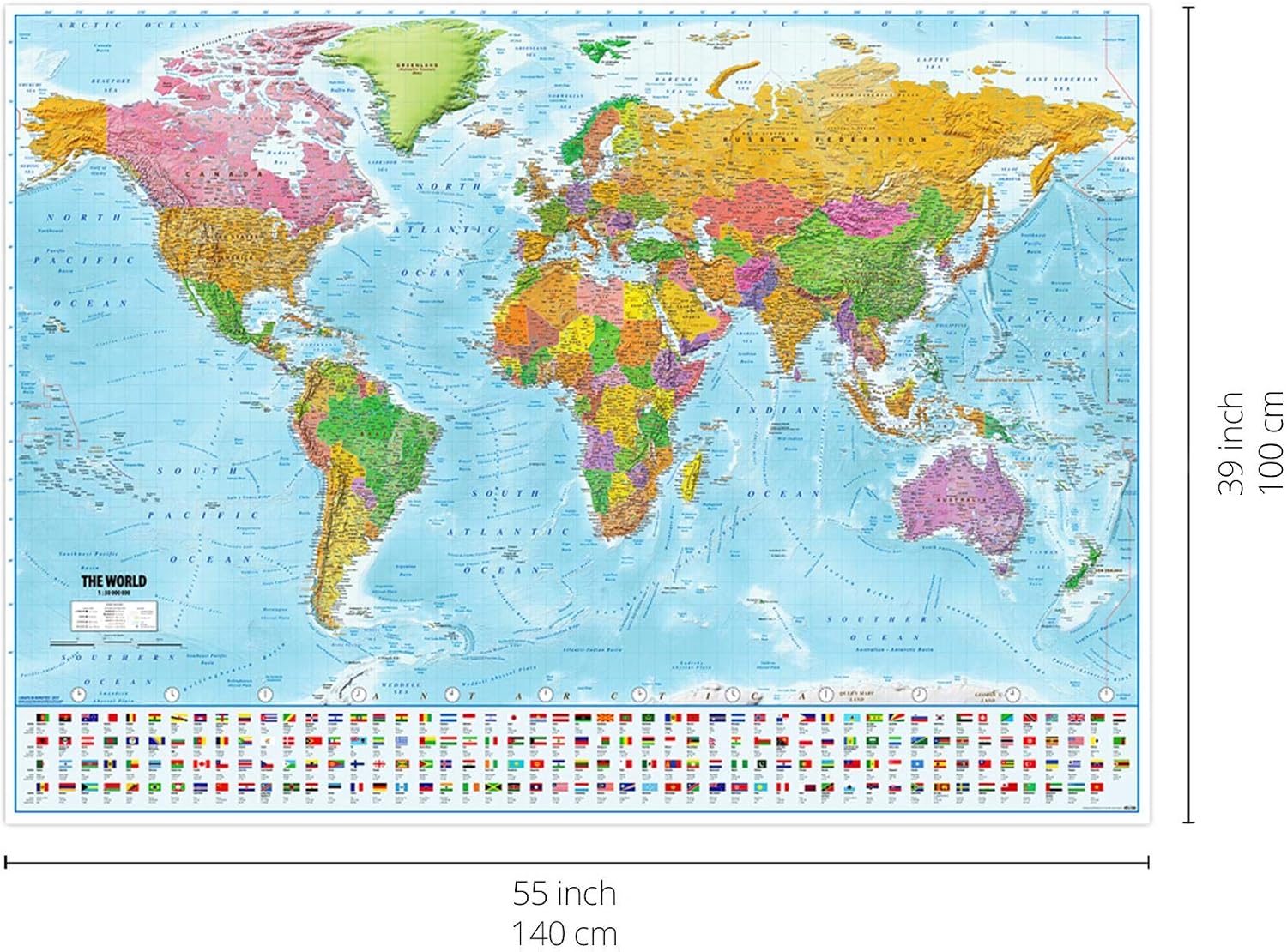 Close Up World Map With Flags Xxl Poster 21 Maps In Minutes 140cm X 100cm A Bora Bora Poster Amazon Co Uk Stationery Office Supplies