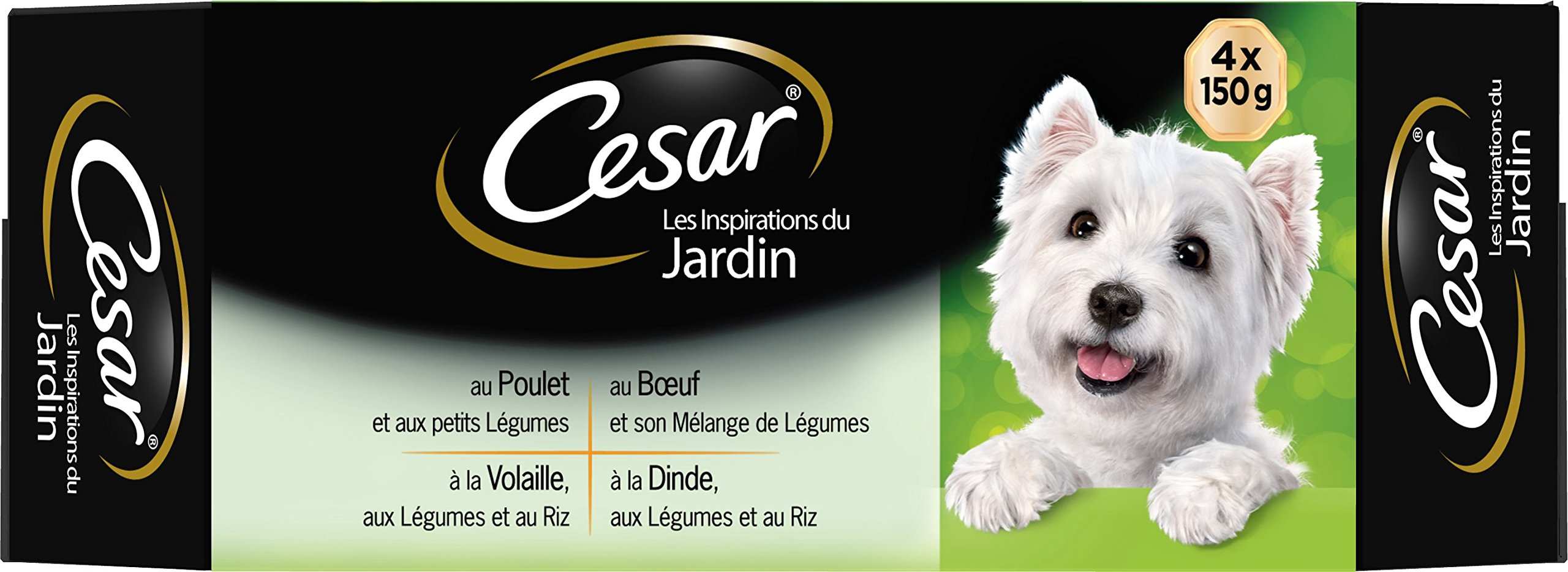 CESAR Barquettes en terrine coeur de légumes - 4 variétés - Pour chien adulte - 4 x 150 g (x6)