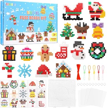 Christmas Fuse Beads Kit for Kids - 1500 Large 10mm Craft Beads Set