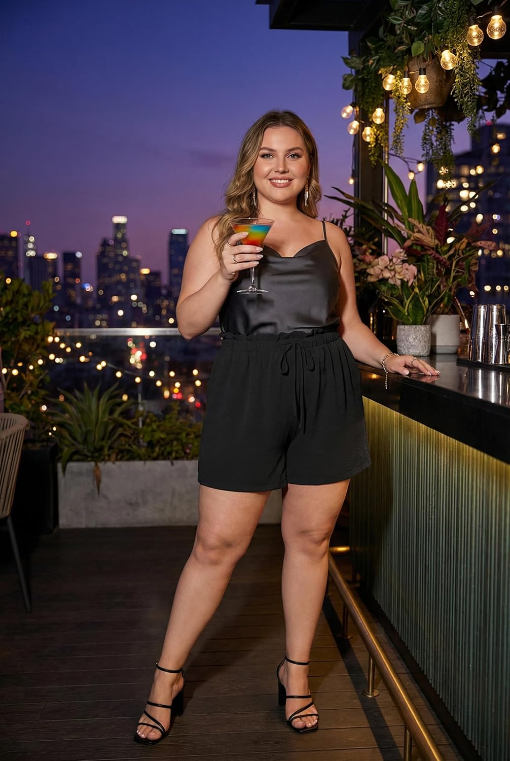 OLRIK Plus Size Shorts for Women 2026 Summer Casual Ruffle Belted Waist Lightweight Adjustable Drawstring Loose with Pockets - Image 3