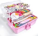 LINAYE 3000PCS Arts and Crafts Supplies Kit for Kids, DIY Craft Box Kits, Craft Supplies Set Include Pompoms, Pipe Cleaners for Kids Ages 4-6 6-8 Birthday Gifts for Boys Girls Rose