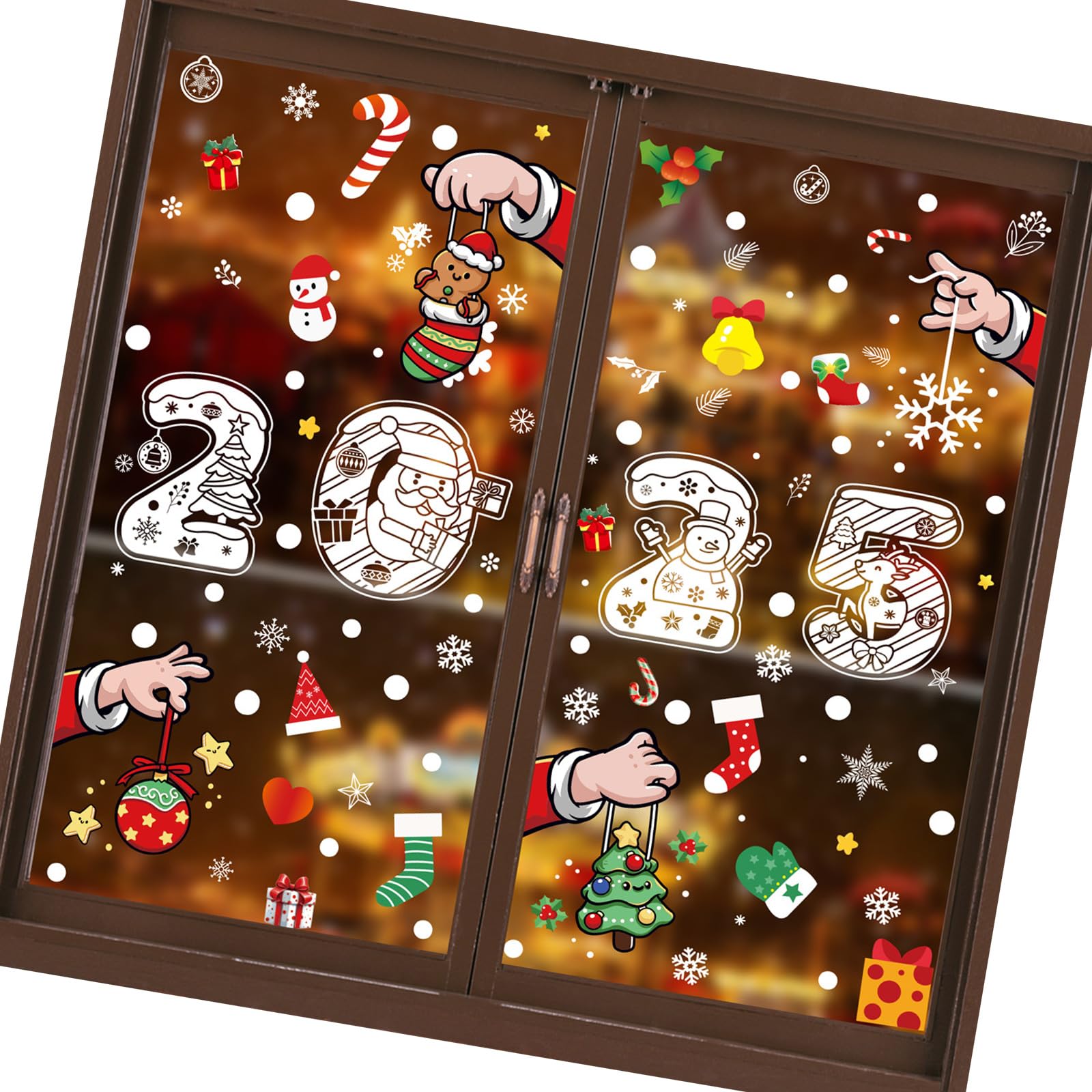 HUANGING Christmas Window Stickers Statics Clings Double-Sided Print Decals for Storefronts Festival Home Decoration Supplies Christmas Embellishments