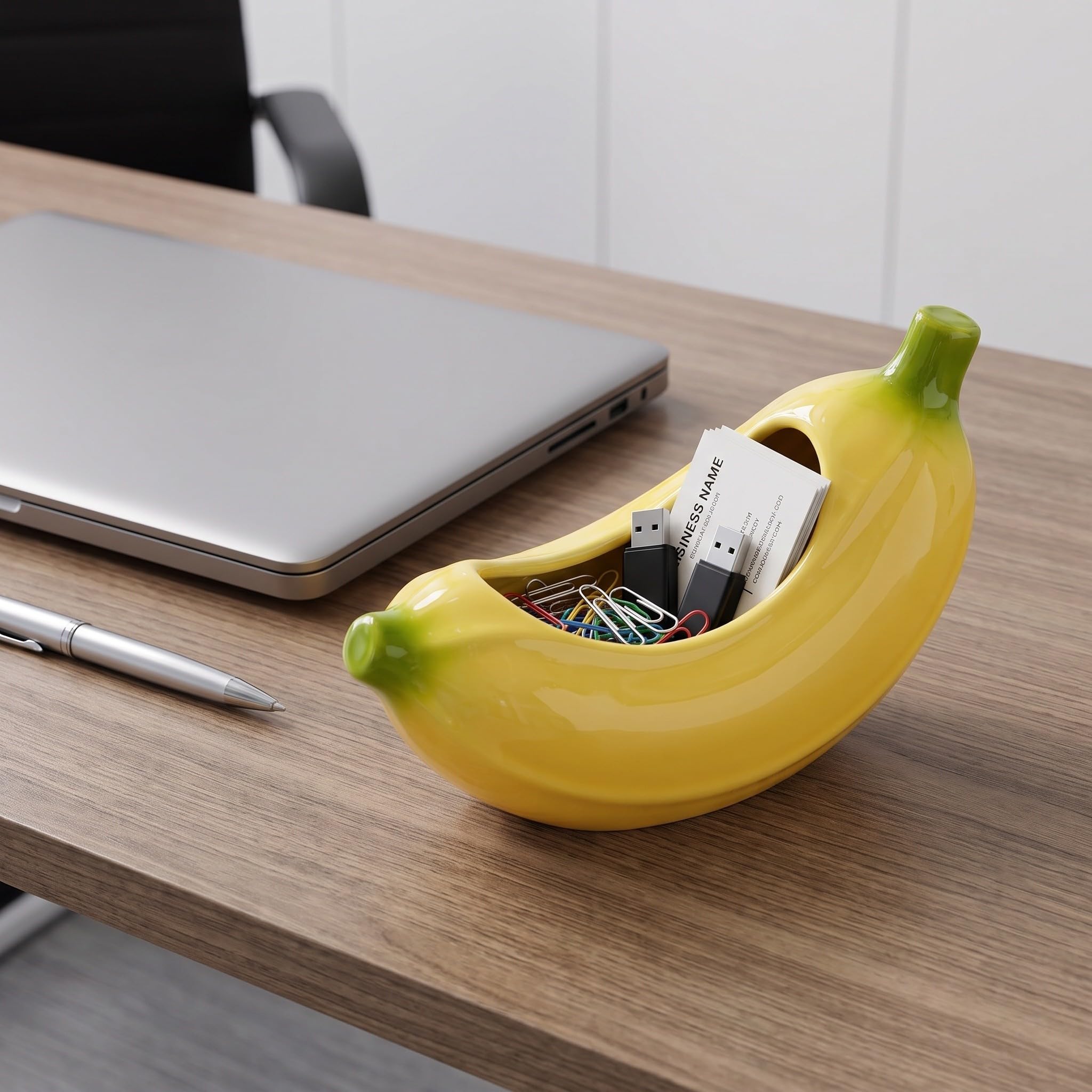 Bol decorativo con forma de plátano - Bol de cerámica para guardar llaves, ideal para la entrada o la mesa de centro - Plato decorativo para dulces - Pequeño y divertido soporte para joyas o