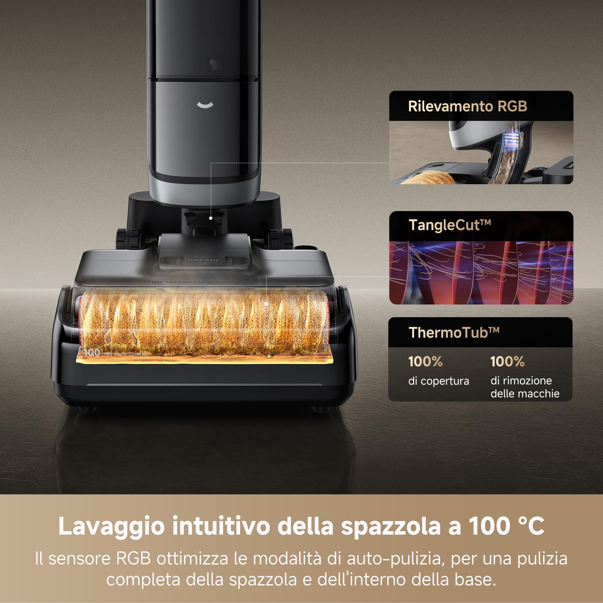 DREAME H15 Pro Heat Aspirapolvere Lavapavimenti, Lavaggio 85 °C, Braccio Robotico IA GapFree, RGB, Aspirazione 22.000 Pa, 0 Grovigli,Lavaggio Spazzola 100 °C,Asciugatura 5 Min 90 °C,Navigazione e App